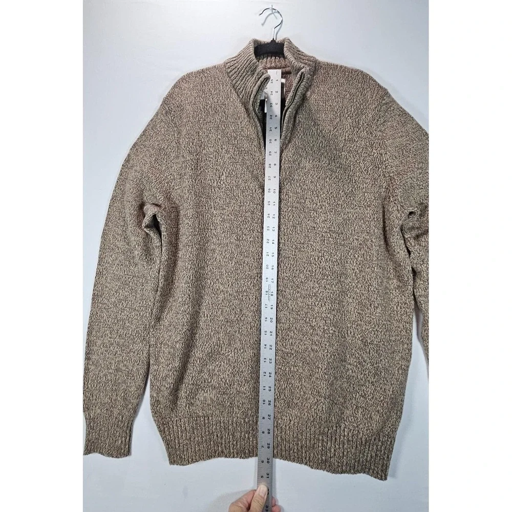 St. John's Bay men's 1/4 zip pullover sweater, brown, long sleeves, mock‎ neck